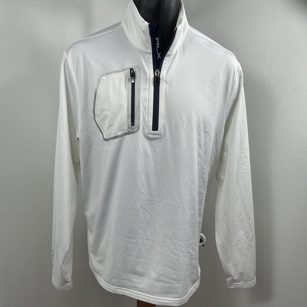 RLX Ralph Lauren Pullover Mens M White 1/4 Zip Long Sleeve Golf Athletic Top